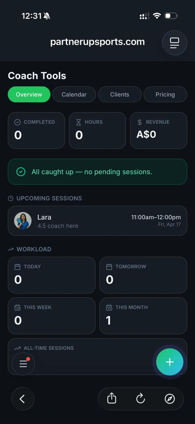 Coach tools inside PartnerUp